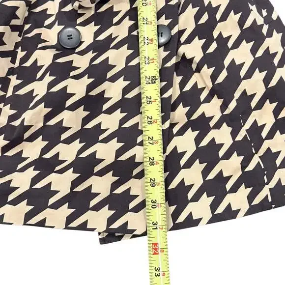 Women’s Vertigo Paris Tan and Brown Houndstooth Belted Trench Coat Sz xs - Picture 6 of 6
